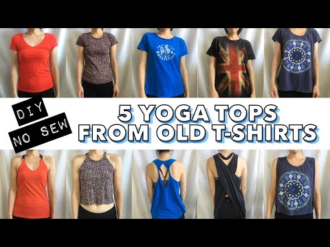 No Sew Yoga Tops From Old T Shirt (5 DIY Upcycle Projects!)