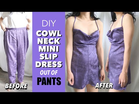 Cowl Neck Mini Slip Dress Out Of Pants