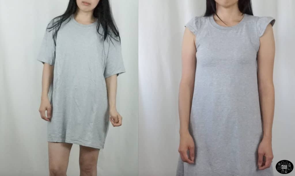 DIY racerback t-shirt dress before and after