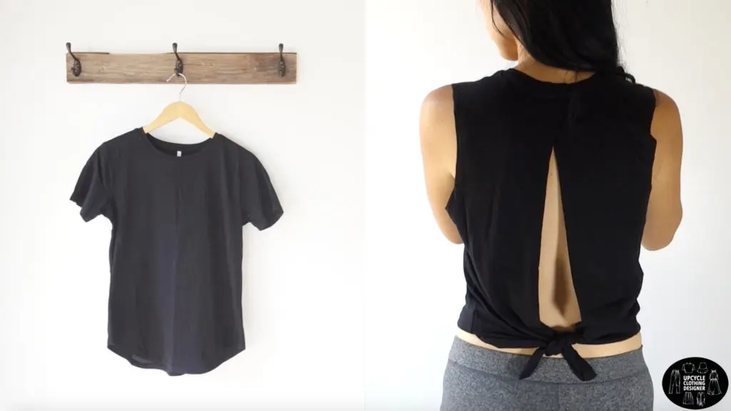 DIY Open back crop top from t-shirt  Diy cut shirts, Shirt transformation,  T shirt diy