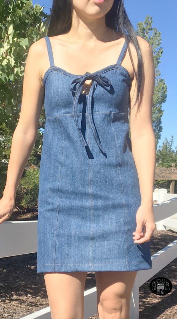 Denim mini dress made from old jeans