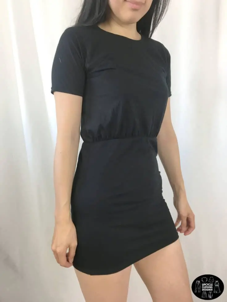 DIY blouson dress from t-shirt sideview