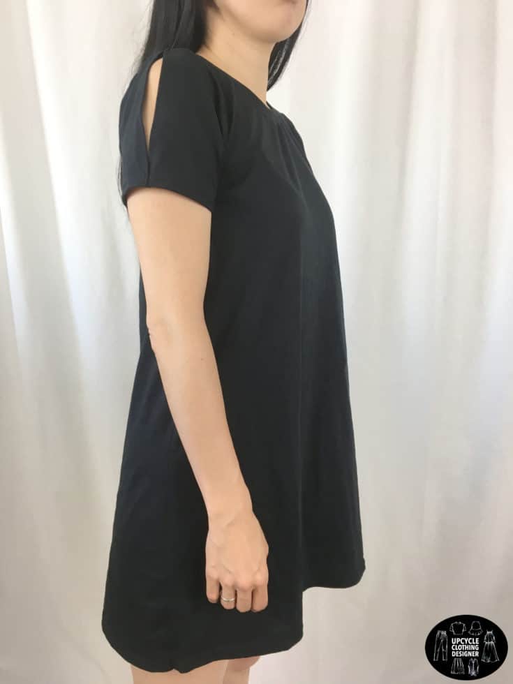 DIY cold shoulder t-shirt dress sideview