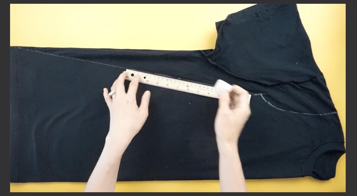 Measure and mark the A-line silhouette with fabric chalk