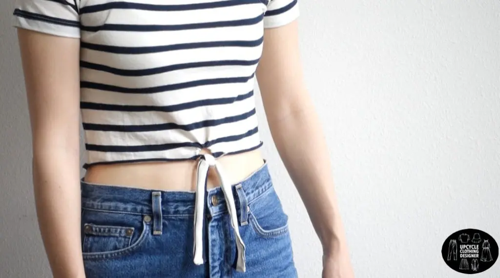 No sew t shirt upcycle: front tie crop top - Adopt Your Clothes