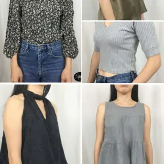 five different skirt into top refashion projects together in a collage