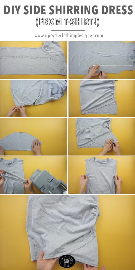How to make a diy side shirring dress from a t-shirt. The sewing tutorial for beginners includes step-by-step instructions that are easy to follow.