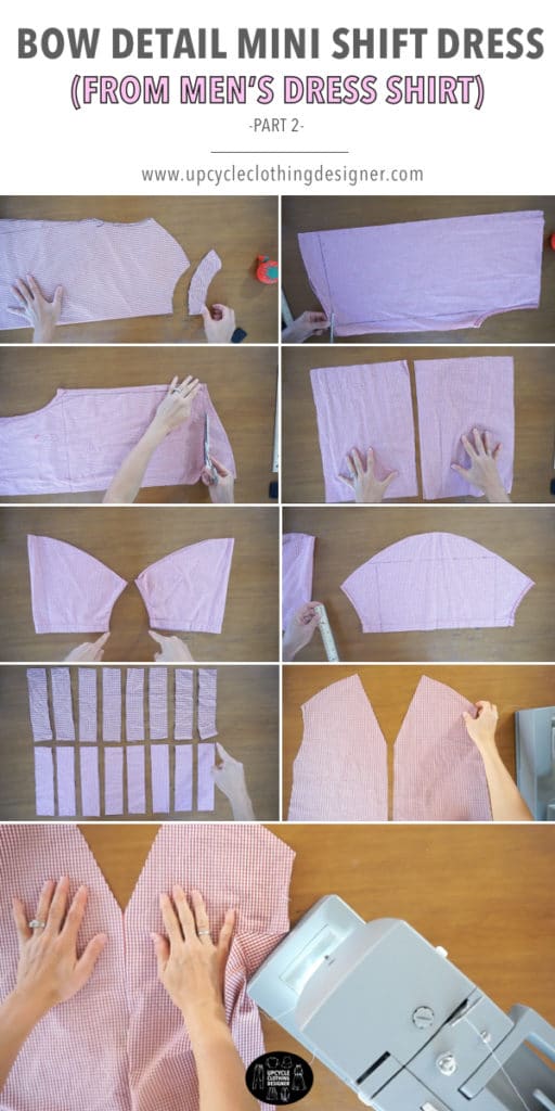 How to make the top bodice of the diy mini shift dress from men's dress shirt.