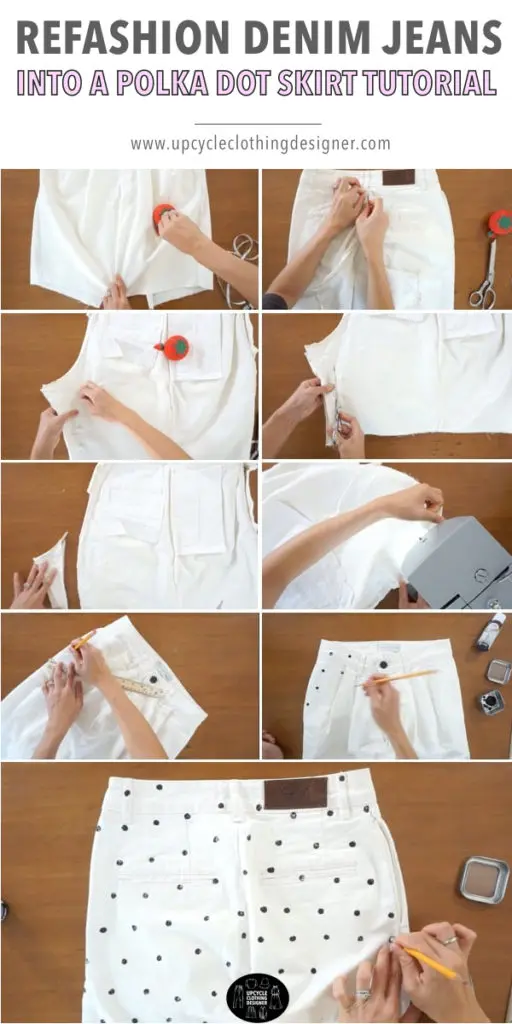 How to paint polka dots onto denim skirt