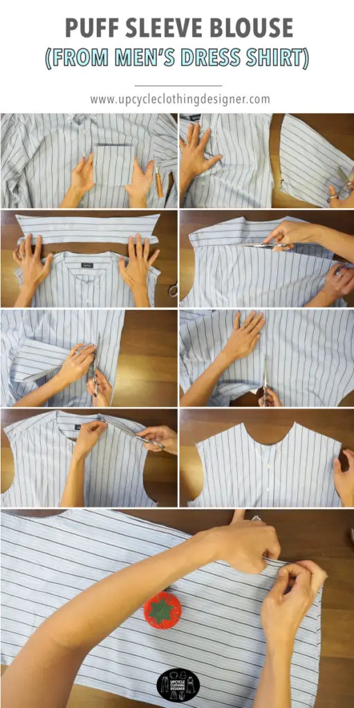 How to transform a men's dress shirt into a puff sleeve blouse