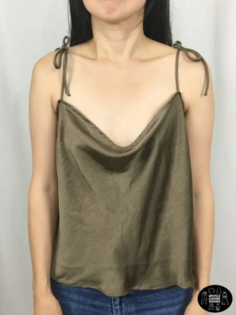 Front view of camisole top from refashion skirt