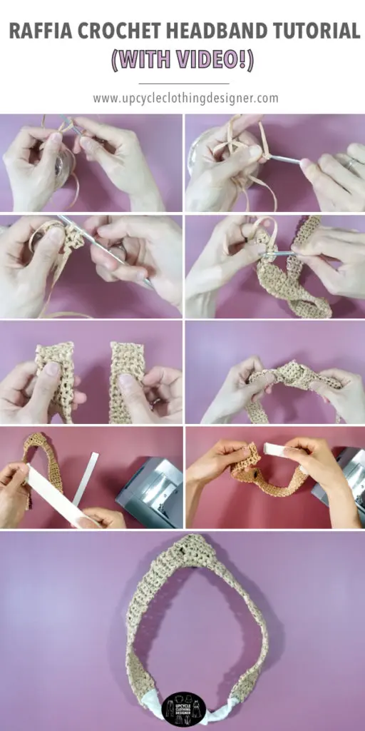 How to make a crochet headband with raffia ribbon How to make a crochet headband with raffia ribbon