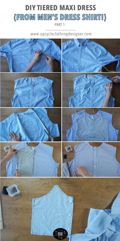 How to make the top bodice pattern for the tiered maxi dress from men's dress shirt