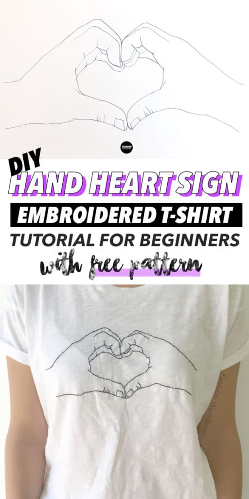 diy hand heart sign embroidery tutorial