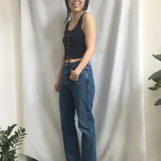 DIY button front tank top sideview