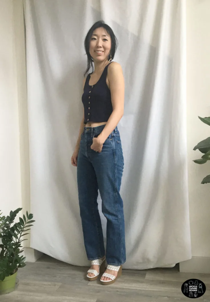 DIY button front tank top sideview