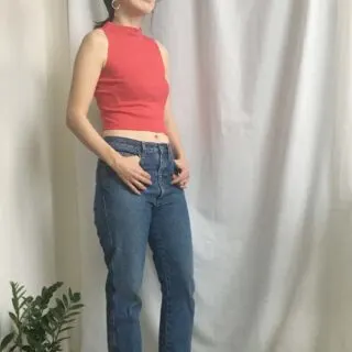 DIY mock neck tank top sideview