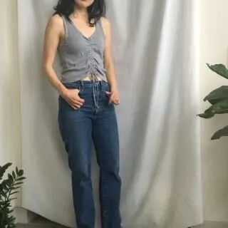 DIY ruched drawstring tank top sideview
