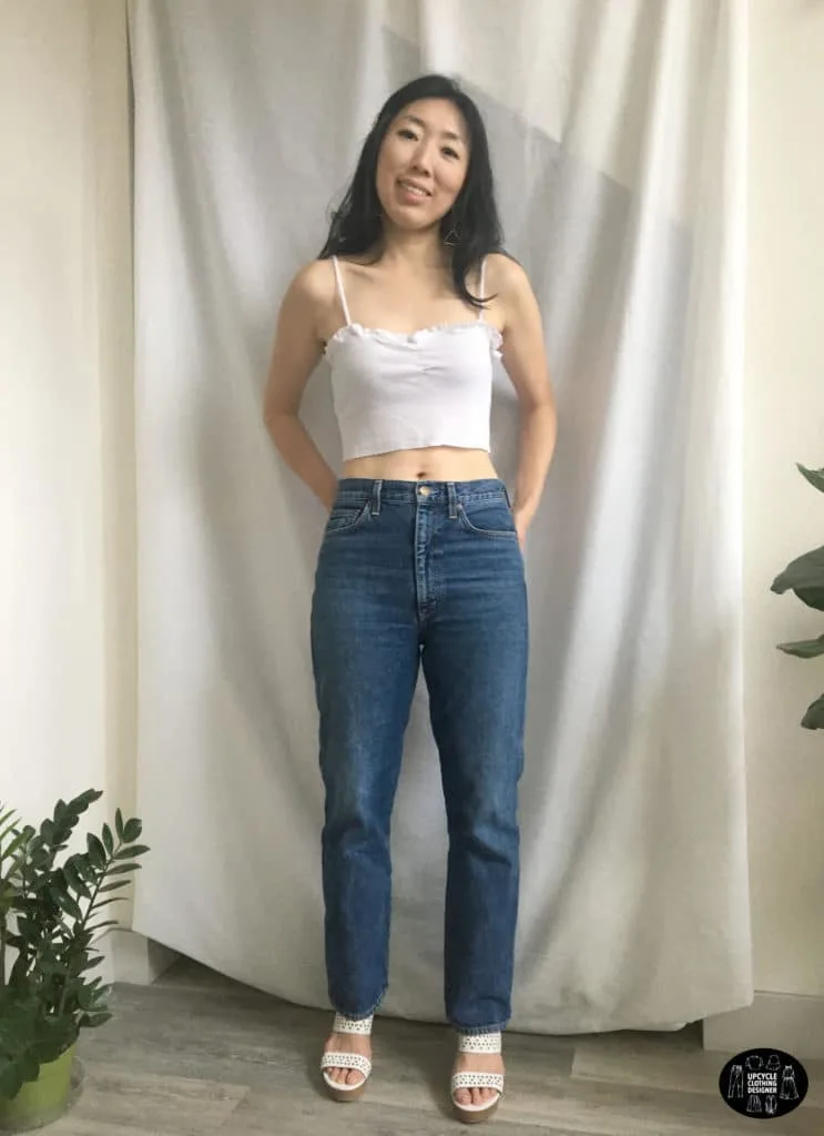 DIY ruffle crop tank top front view