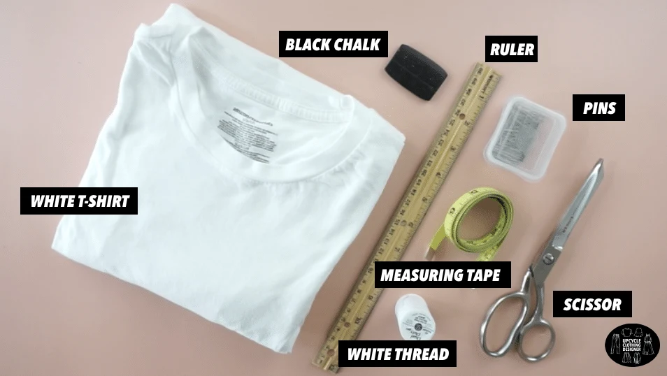 Materials to make a crop top from a t-shirt