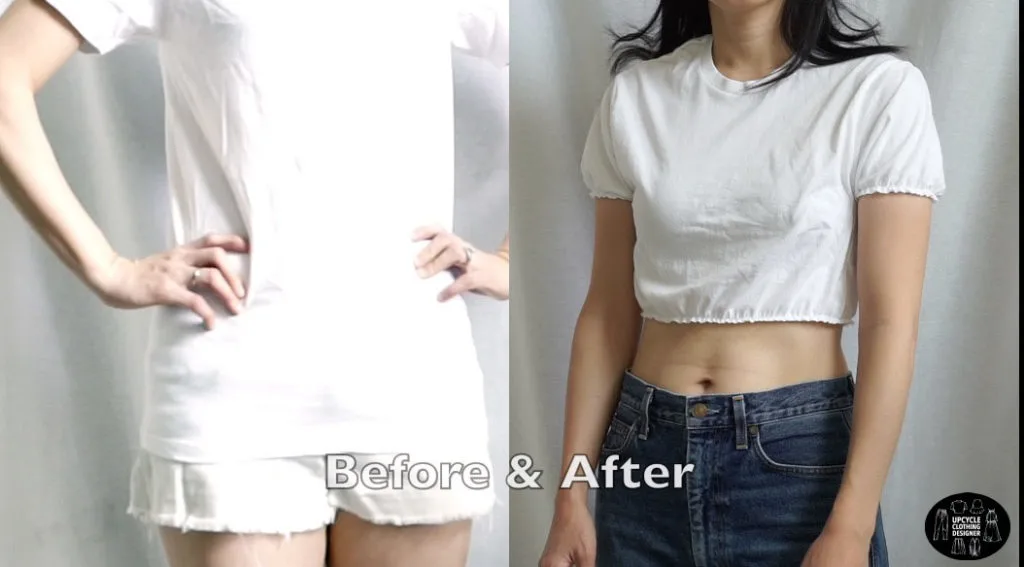 Puff sleeve crop top before and after Puff sleeve crop top before and after