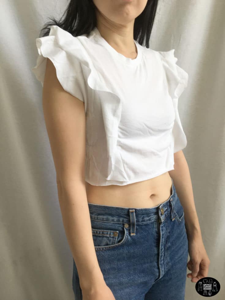 Ruffled crop top sideview