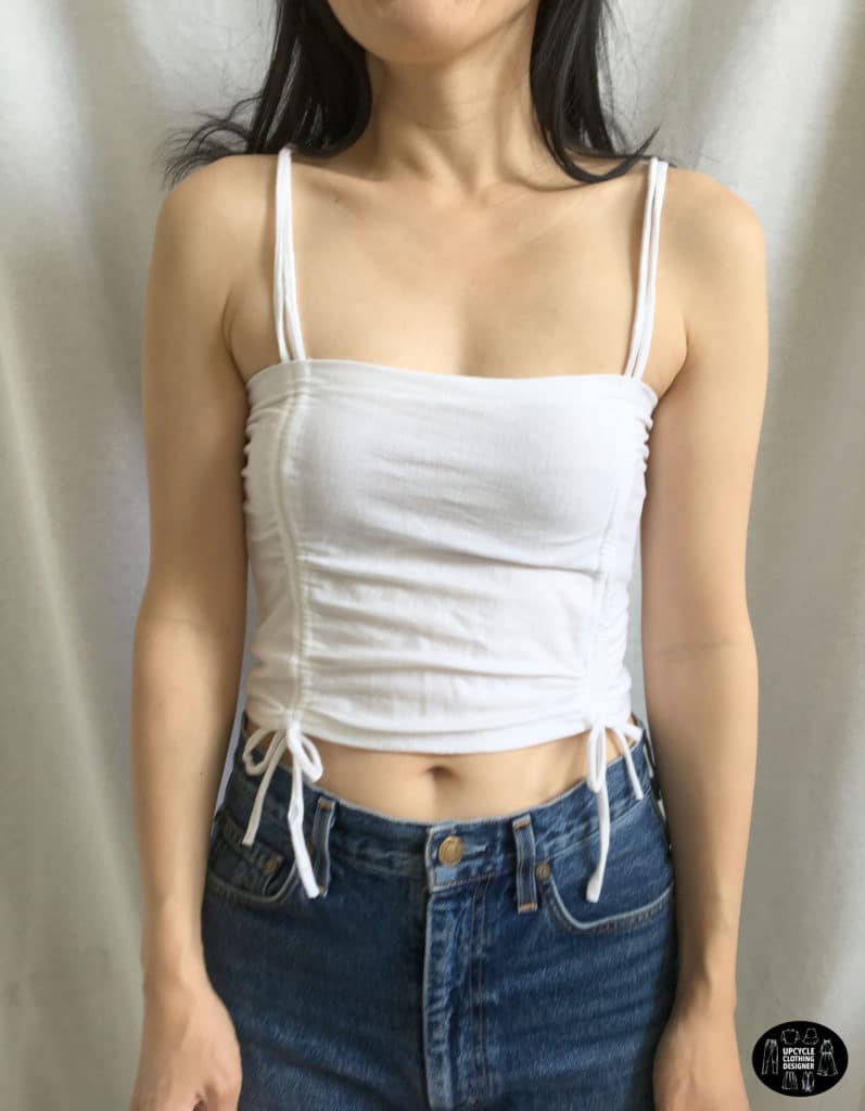 side ruched crop top front view