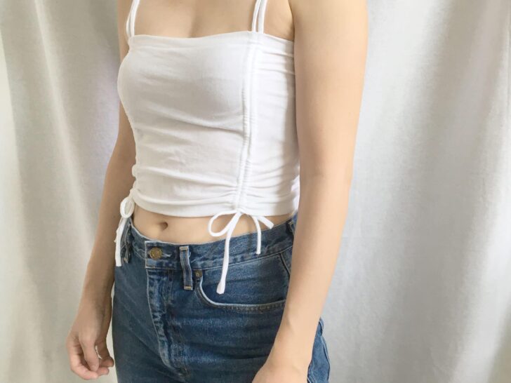 side ruched crop top sideview