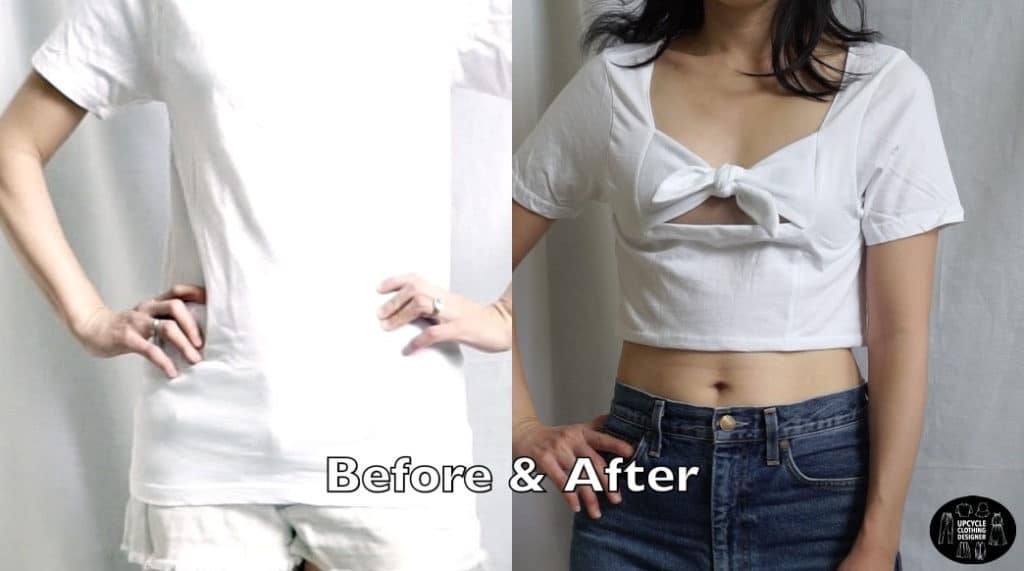 Tie front crop top before and after