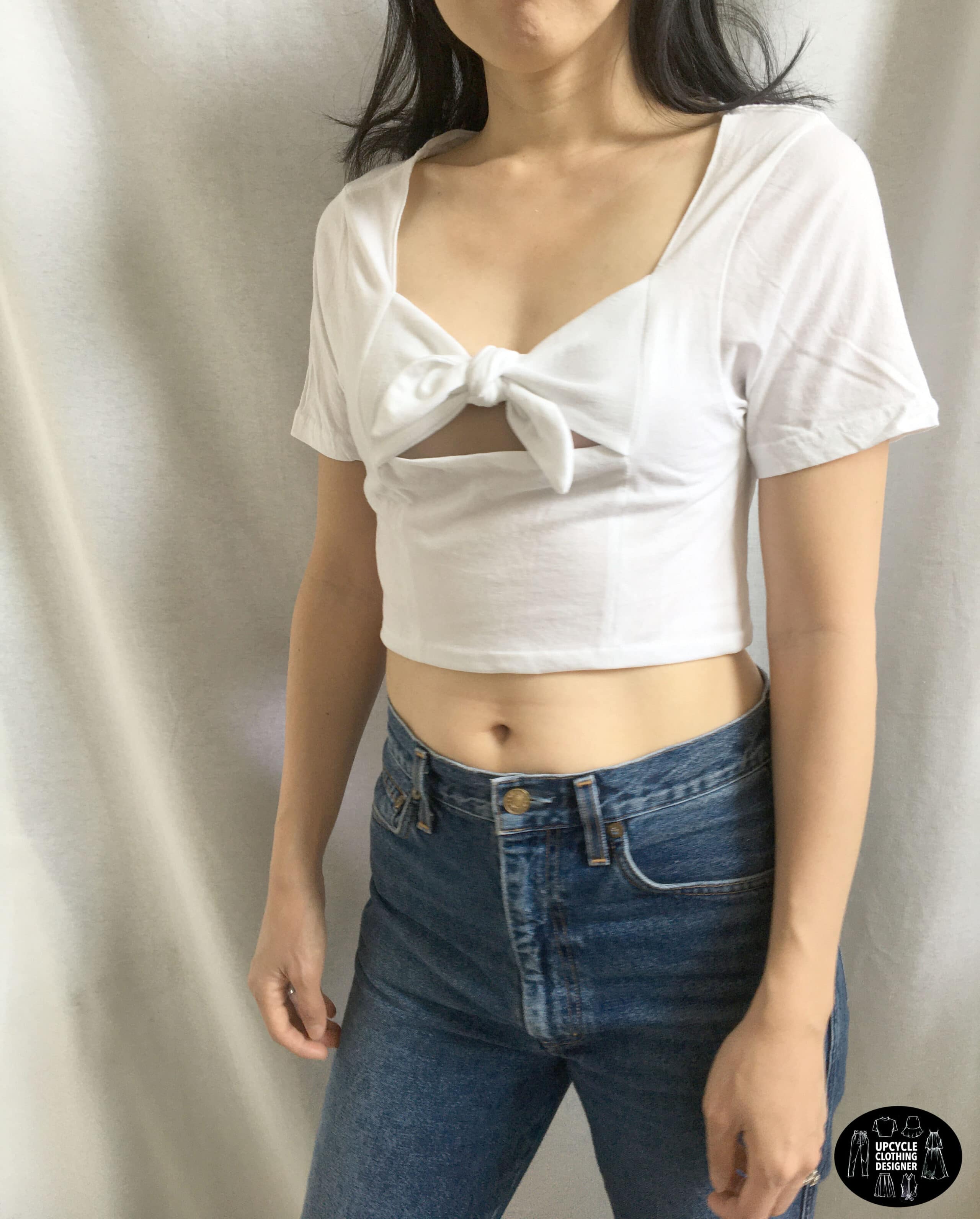 Crop top with outlet tie front