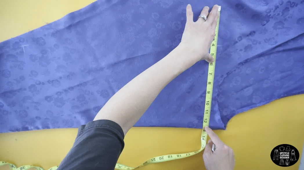 Use the leg pieces to make the bottom of the dress. Measure the width and length of the slip dress bottom.