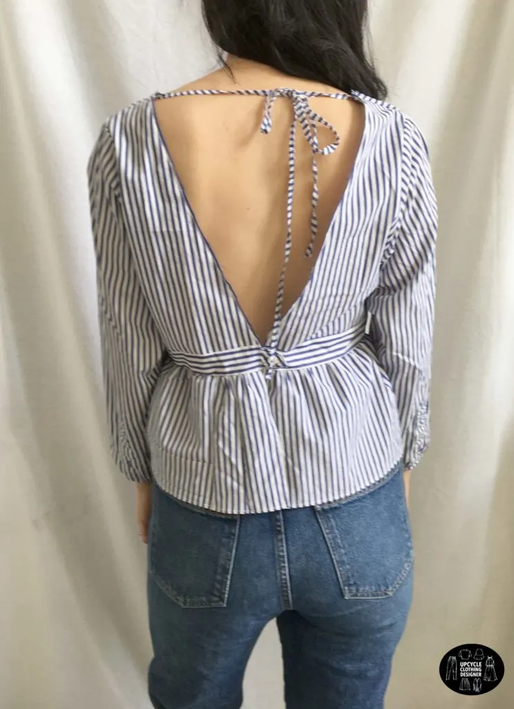 Peplum blouse from dress shirt back view