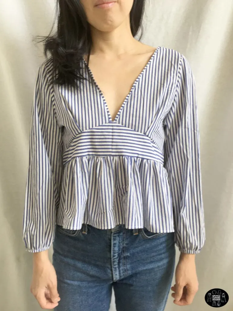 Peplum blouse from dress shirt front view