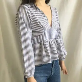 Peplum blouse from dress shirt sideview