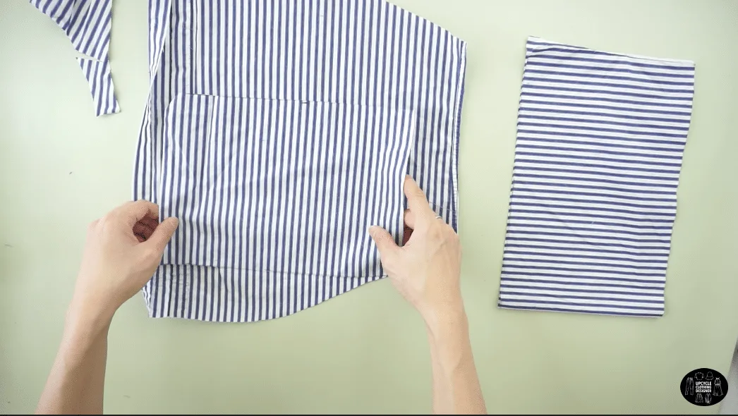 Cut the remaining peplum parts from the bottom of the chest pieces of the dress shirt.