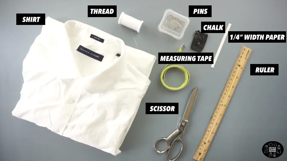 Materials to make a pintuck poplin top from men's shirt.