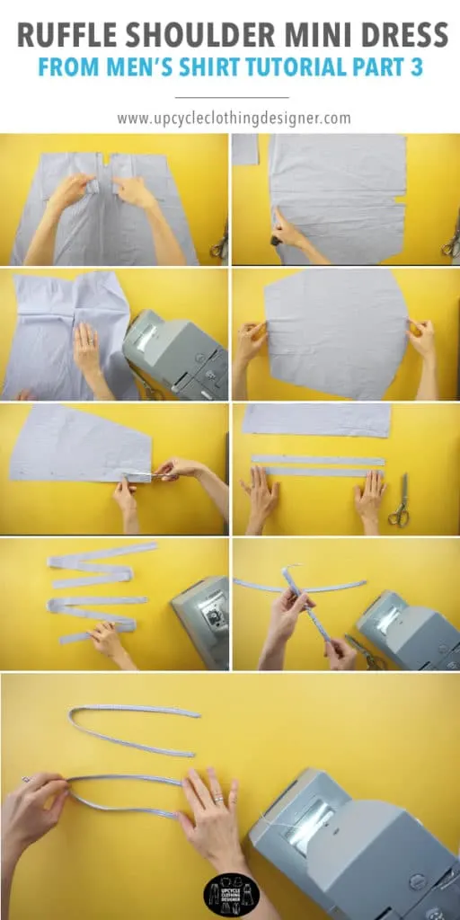 How to make the ruffle shoulder straps for the ruffle mini dress from men's dress shirt