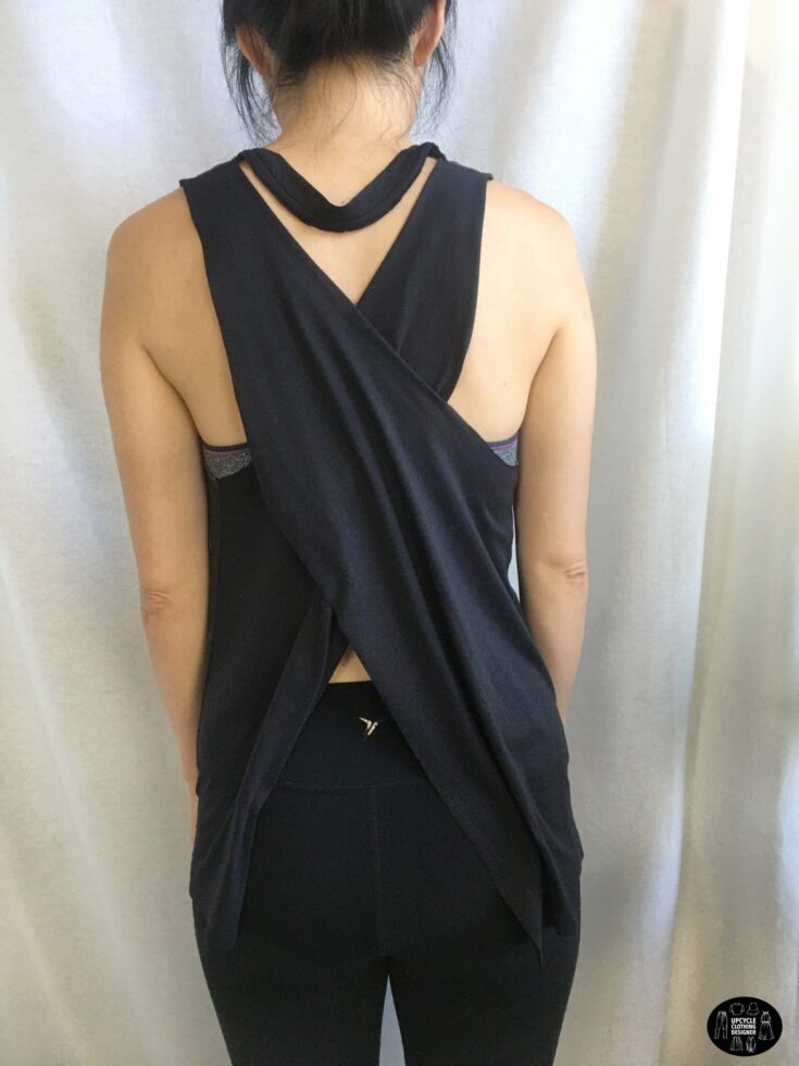 Back view of the diy crossover back tank from t-shirt