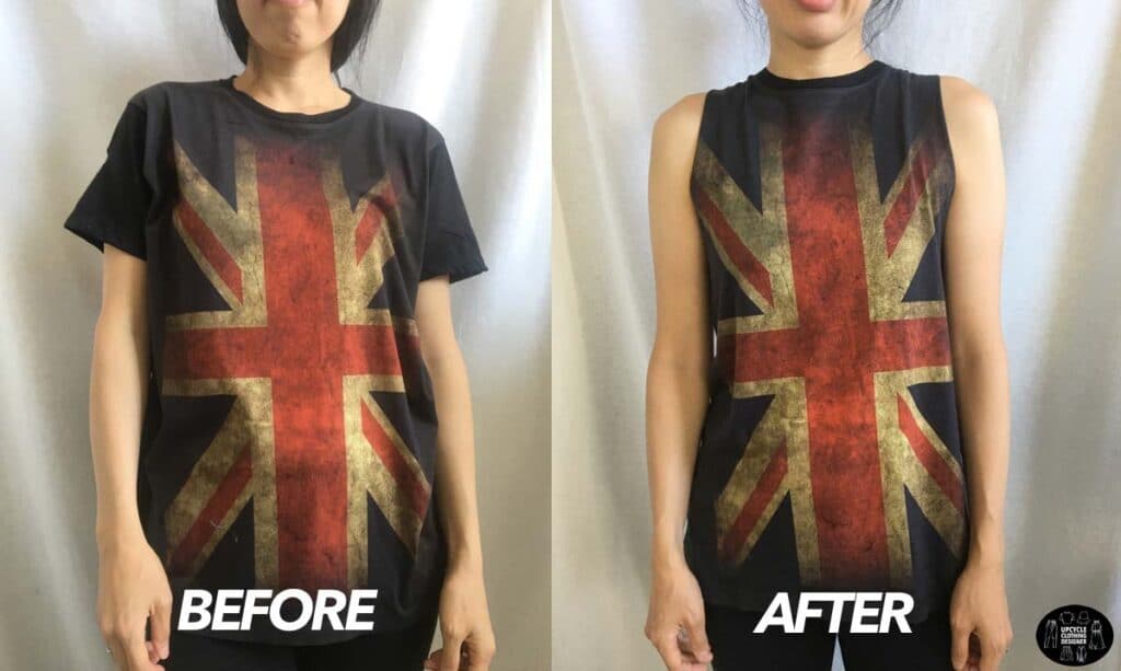 DIY crossover back tank from t-shirt before and after