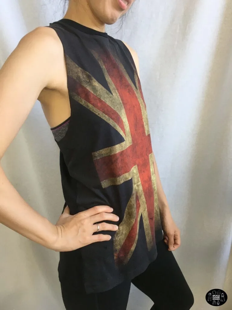 Sideview of the diy crossover back tank from t-shirt