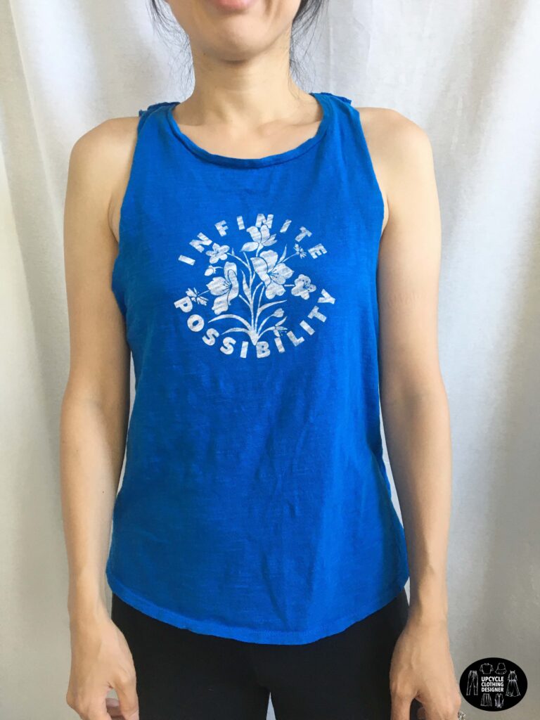 Front view of the diy cutout twist tank from t-shirt