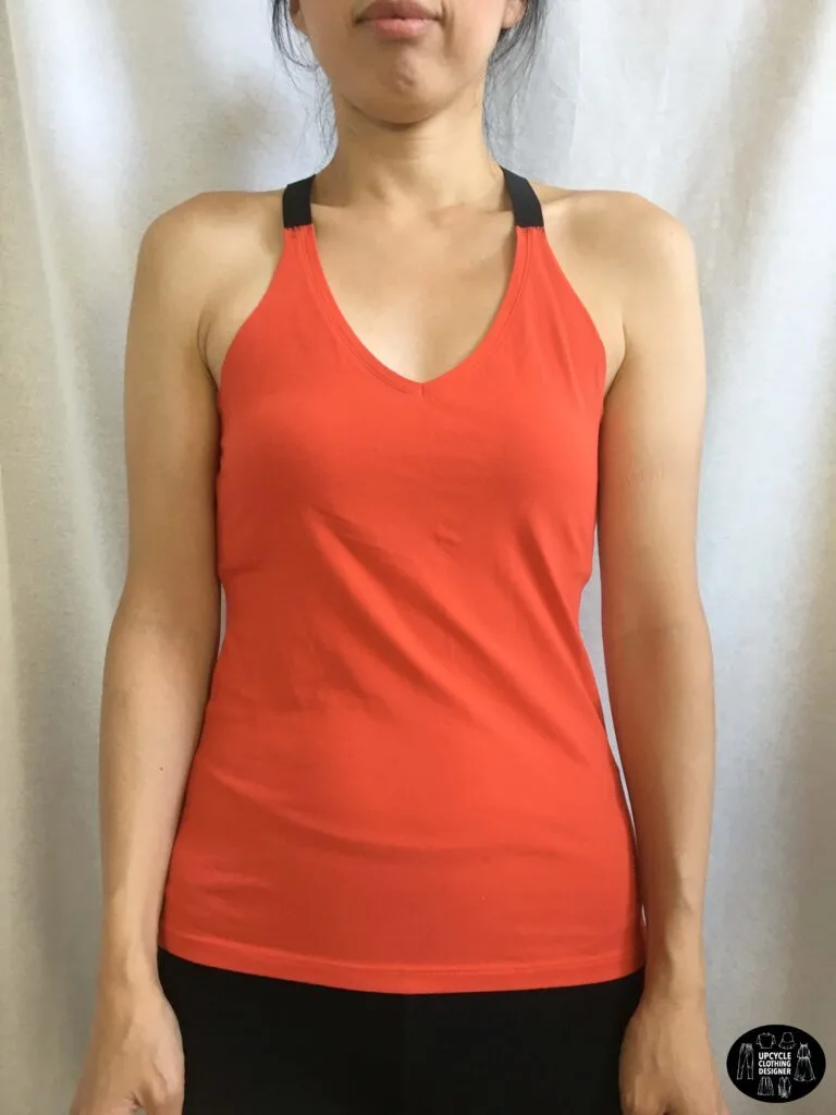 Front view of the diy strap tank top from t-shirt