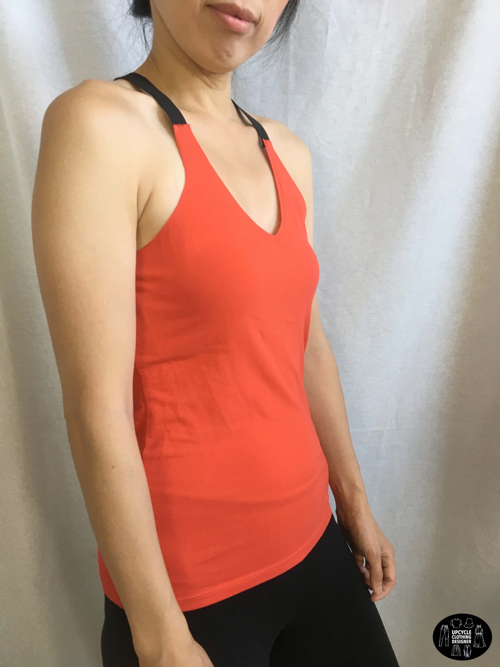 Sideview of the diy strap tank top from t-shirt