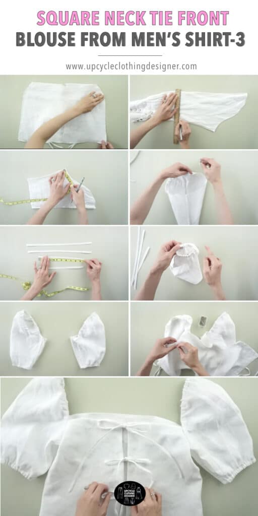 How to make puff sleeves for the square neck tie front blouse