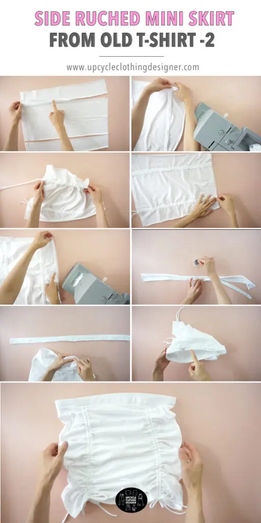 How to make side ruched mini skirt from a t-shirt