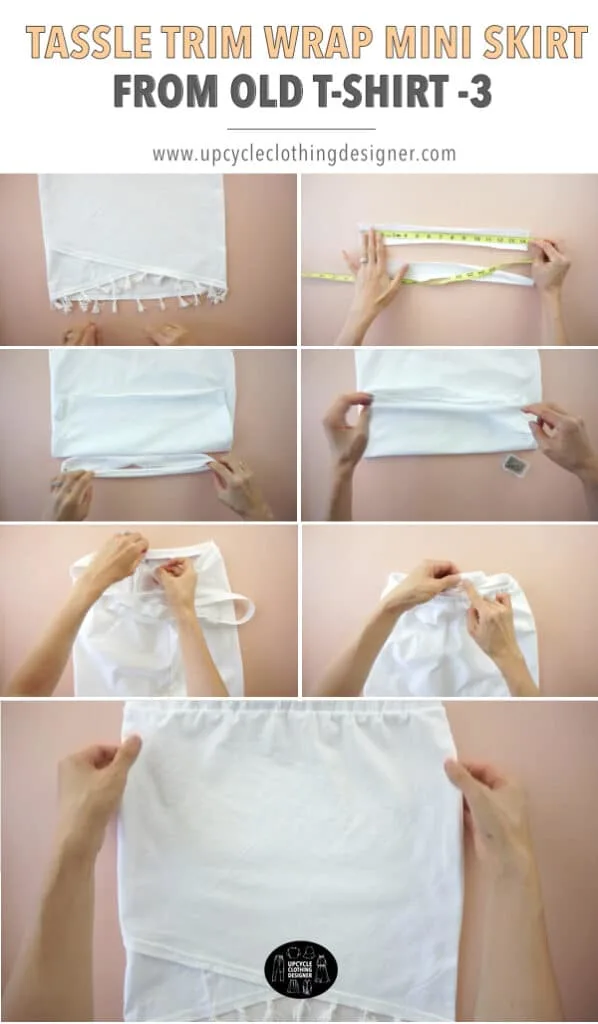 How to make tassel trim wrap mini skirt from a t-shirt