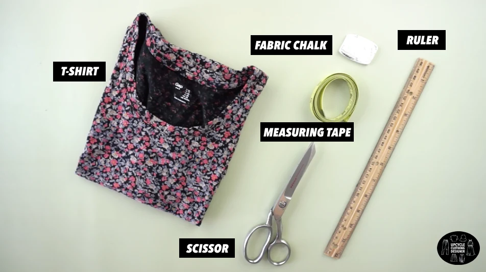 Materials to make a no sew halter top from t-shirt