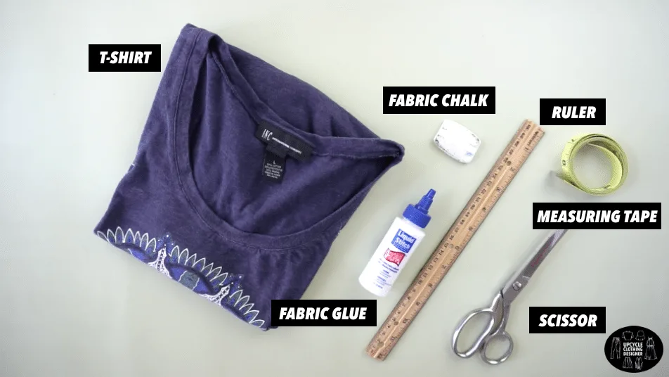 Materials to make a no sew muscle tank from t-shirt.