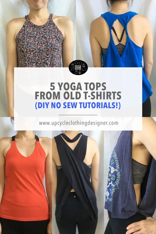 No Sew Yoga Tops From Old T Shirt (5 DIY Upcycle Projects!) 