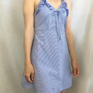 Ruffle shoulder dress from men's shirt sideview